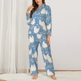 thumbnail image 2 of Pajama Sets for Women 2 Pcs, Cartoon Cute Chicken Daisy Button Down Long Sleeve Sleepwear Lounge PJ Sets, 2 of 6
