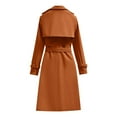 thumbnail image 3 of Women Elegant Notched Collar Double Breasted Wool Blend Over Coat with Decor Belt Midi Trench Coat Women's Fall Winter Clothes (Orange M), 3 of 3
