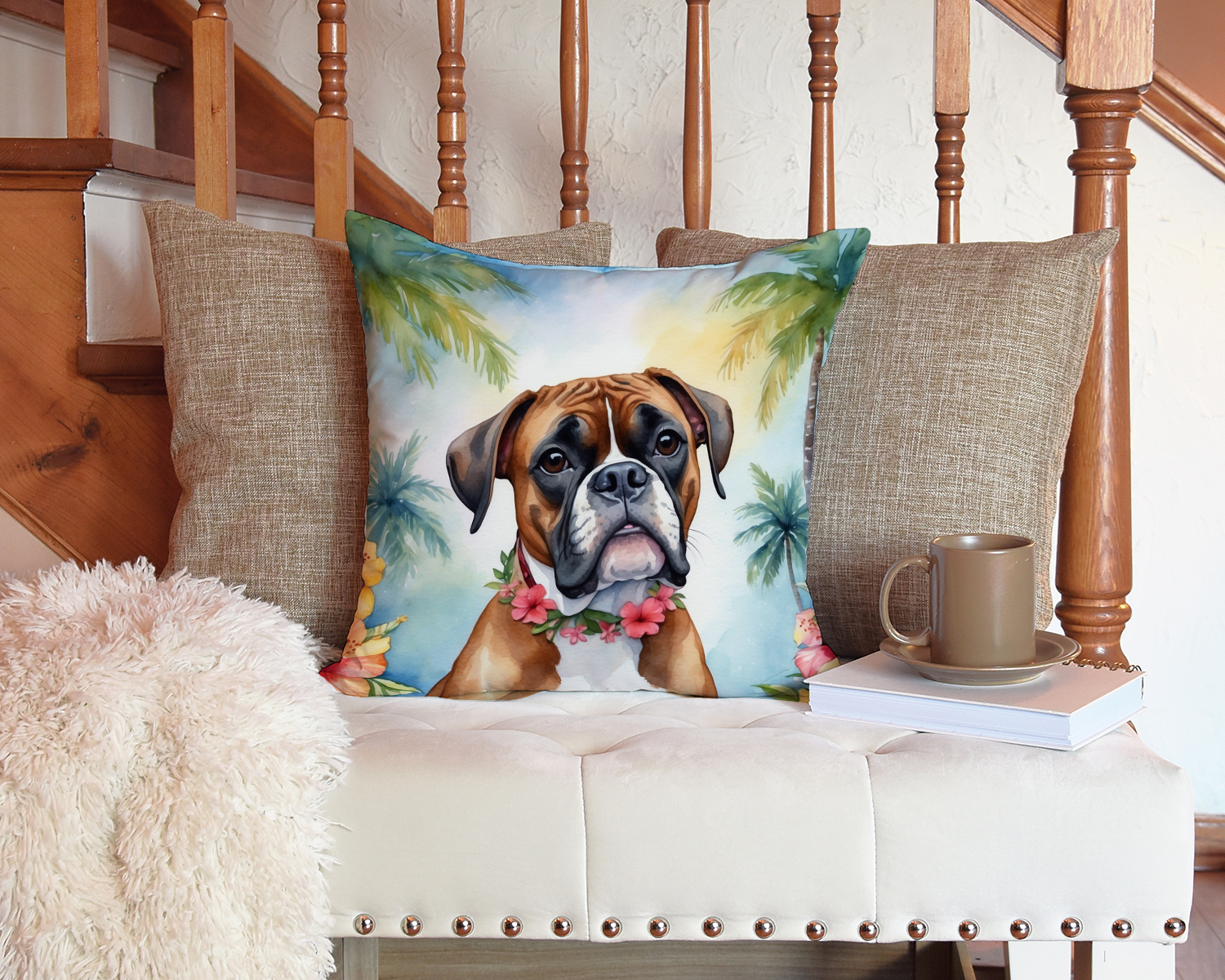 Boxer Luau Throw Pillow 14 in x 14 in