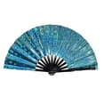 thumbnail image 2 of Hand Fan, Foldable Dance Fan, Portable Large Handheld Fan Dance Accessories, with Laser Color, for Boots on The Ground Fan, for Boots on The Ground Hand Fan, Iridescent Clack Hand Fan, 2 of 5
