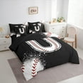 thumbnail image 3 of Manfei Baseball Sport Bedding Comforter Set 7-Piece for Kids Teens, Black White Full Bedding Set, Monogrammed Letter U Fitted Sheet Flat Sheet, Ultra Soft Home Decor, 3 of 8