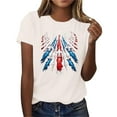 thumbnail image 5 of PXLKNZH Fun 4th of July Tops Women Independence Day Plus Size Short Sleeve Graphic Tees 2025 Summer V Neck Patriotic T-Shirts,Beige,XXL, 5 of 8