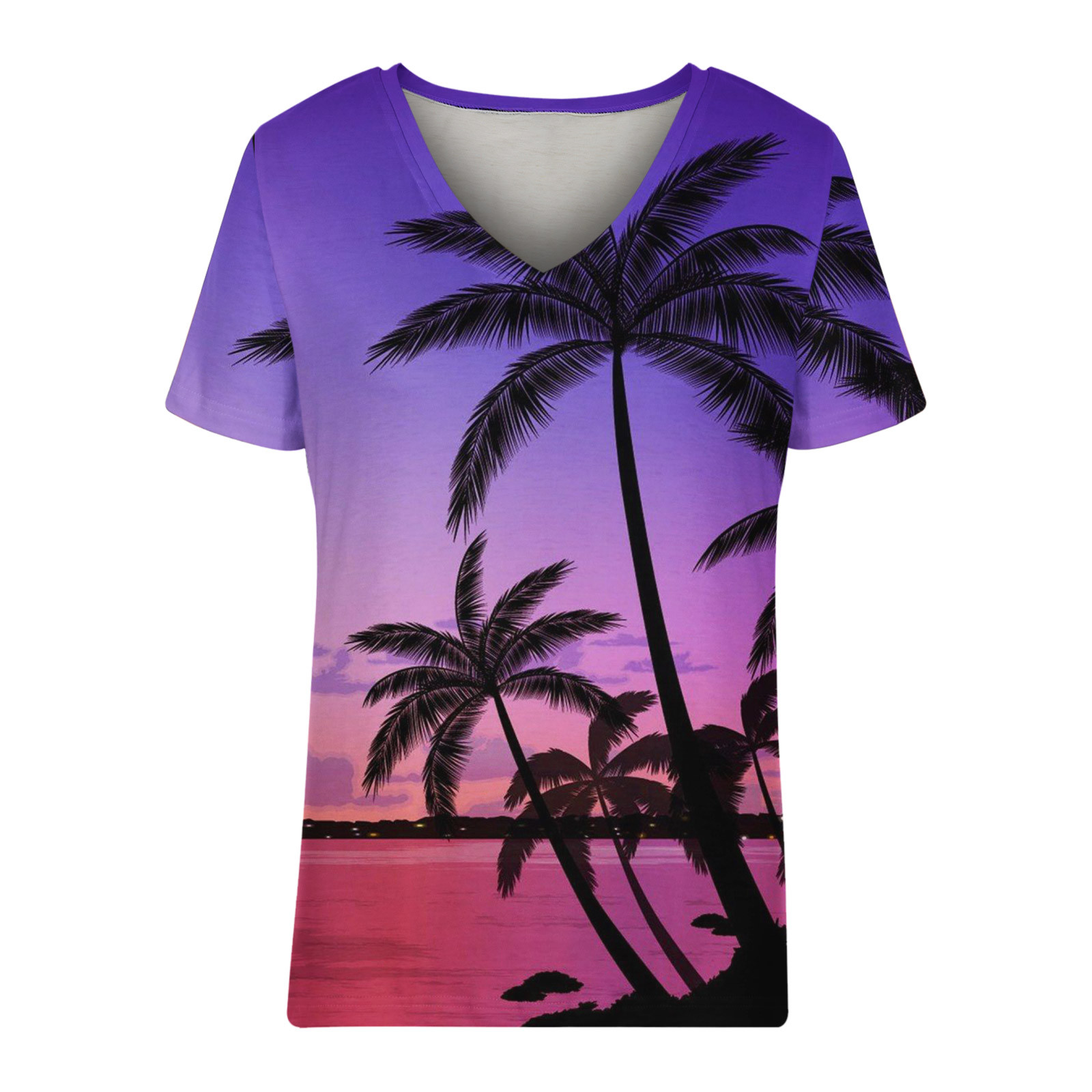 ZQGJB Hawaiian Beach Shirts for Women Summer Short Sleeve Casual ...