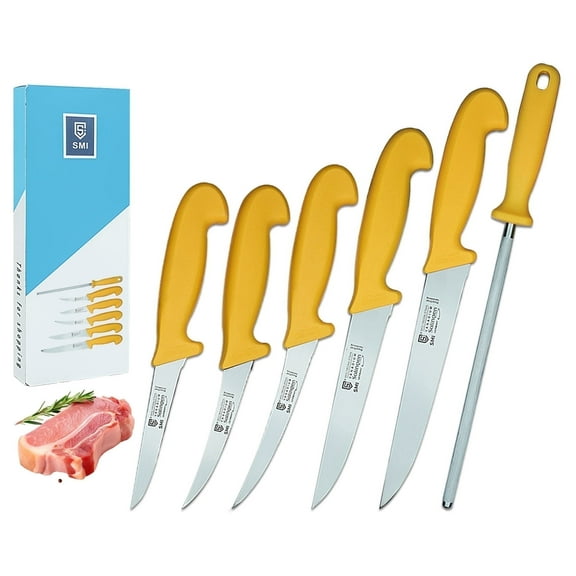 SMI 8 in Professional Solingen Germany Steel Chef Knives Set, 6 Piece