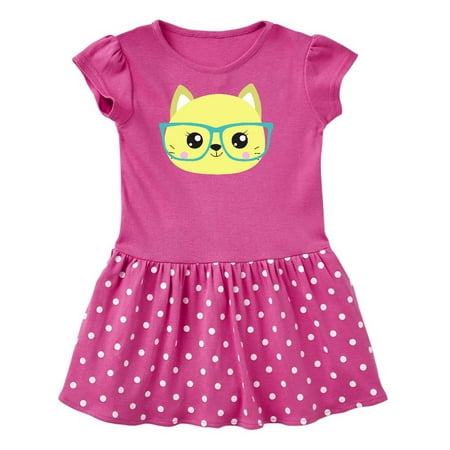 

Inktastic Hipster Cat Cat with Glasses Cute Cat Kitten Gift Toddler Girl Dress