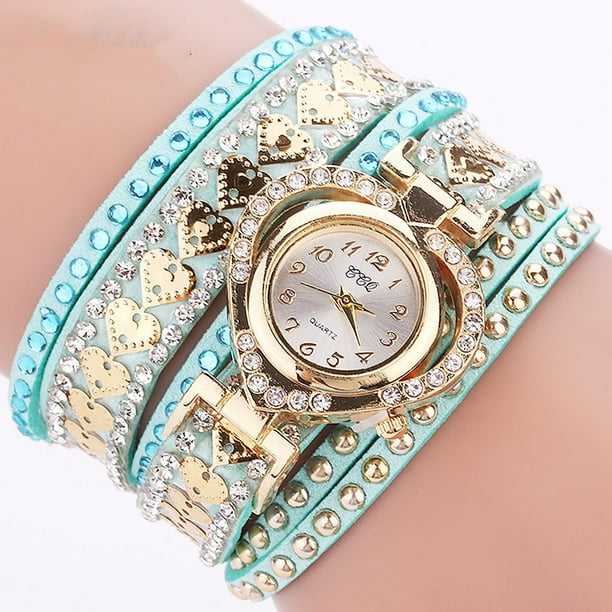 Decoraciones para fiestas, adornos para fiestas, accesorios para fiestas Pulsera con diamantes y reloj con bucle para mujer Mira la pulsera
