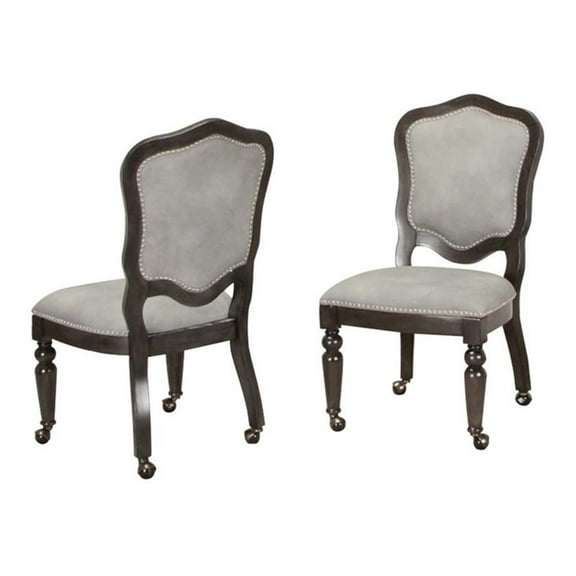 Bowery Hill 18" Wood Dining Chairs in Distressed Gray (Set of 2)