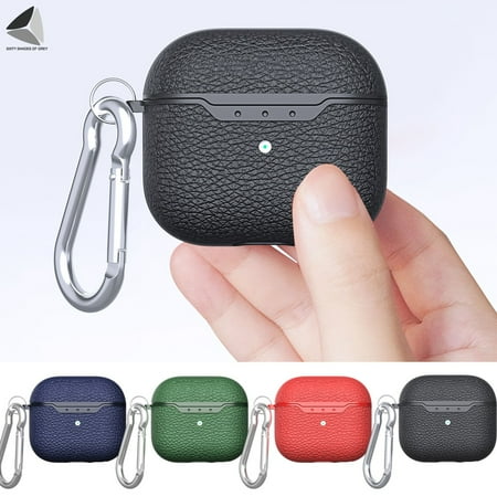 UPC: 0840271563763 | Sixtyshades AirPods 3rd Generation Chargeable Leather Case Cover Protective Shockproof Earphone Holder Bag with Keychain (Blue)