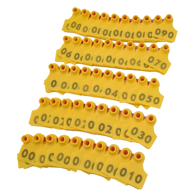 Number Ear Tag, Number 001-100 Bright Color 100Pcs Indispensable Ear Tag For Sheep For Cattle For Pigs For Farm For Poultry Farms Yellow,Green,Orange