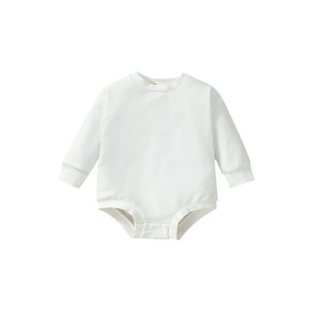 

0-24M Baby Girls Boys Sweatshirts Jumpsuits Solid Long Sleeve Bodysuit Newborn Fall Winter Outfits