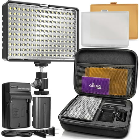 Altura Photo 160 LED Camera Light - Professional Dimmable Studio Light Panel with Battery, Charger and Carry Case for DSLR Video Camera Camcorder (Canon, Nikon, Panasonic, Sony, Samsung, (Best Led Dslr Light)
