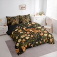 thumbnail image 2 of Castle Fairy Vintage Floral Deer King Bedding 7pcs,Chic Flowers Animal King Bed in a Bag,Black Cream,Black Reversible, 2 of 7
