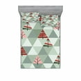 thumbnail image 2 of Grey Bedding Set with Sheet & Covers, Abstract Geometrical Theme Retro Illustration of Triangles Trees Print, Printed Bedroom Decor 2 Shams, 4 Sizes, Coral and Reseda Green, by Ambesonne, 2 of 3