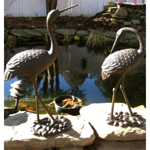 Design Toscano Head High Crane Bird Piped Statue Fountain Pond 