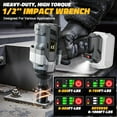 thumbnail image 2 of Cordless Impact Wrench 1/2 inch Compatible with Dewalt Battery, 1000FT- (1360N.m) Brushless Electric Impact Gun Includes LED Work Light, 2100RPM High Torque Impact Driver, Bare Tool Only, 2 of 6