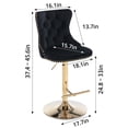 thumbnail image 2 of Swivel Bar Stools Set of 2, Adjustable Counter Height Barstools with Nailheads Trim, Button Tufted Back and Golden Footrest, Velvet Bar Chairs for Home Bar Kitchen Island, Black, 2 of 7