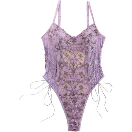 Sexy Lace Lingerie for Women Deep V Neck Lace Bodysuit Backless One Piece Teddy Bridal Lingerie Body Suits