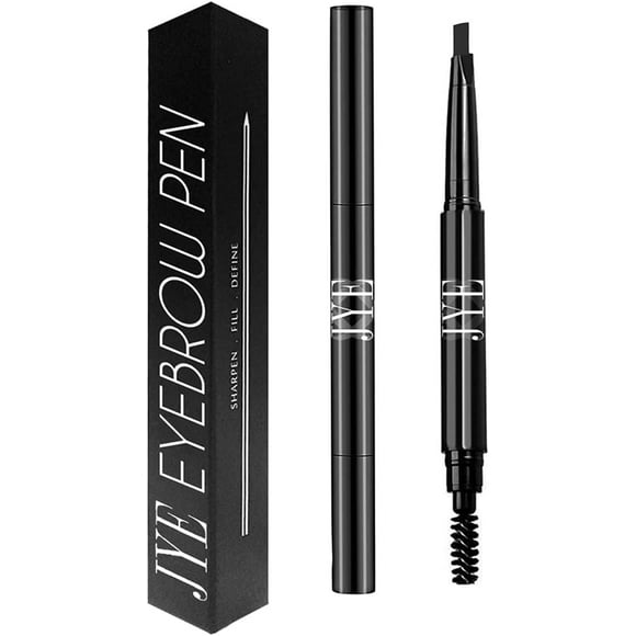 Marca JYE Pluma Para rellenar Barba, Bigote y Cejas, color negro, impermeable, 2 en 1, por un lado punta del pincel por el otro cepillo para distribuir el color, facil de usar