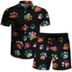 thumbnail image 5 of Conjunto casual de blusa y pantalones de playa de manga corta con estampado de botones para hombre Pompotops  oipoqjl36268, 5 of 5