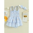 thumbnail image 2 of Bagilaanoe Newborn Baby Girl Summer Rompers Dress Daisy Print Sleeveless Bodysuits + Headband 3M 6M 12M 18M Infant Patchwork A-line Dresses, 2 of 8