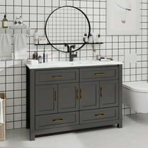 48" Black Bathroom Vanity with Ceramic Sink Combo, Abundant Storage Cabinet -4 Soft close doors and 4 drawers