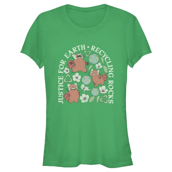 Junior's Turning Red Recycling Rocks  Graphic Tee Kelly Green Small