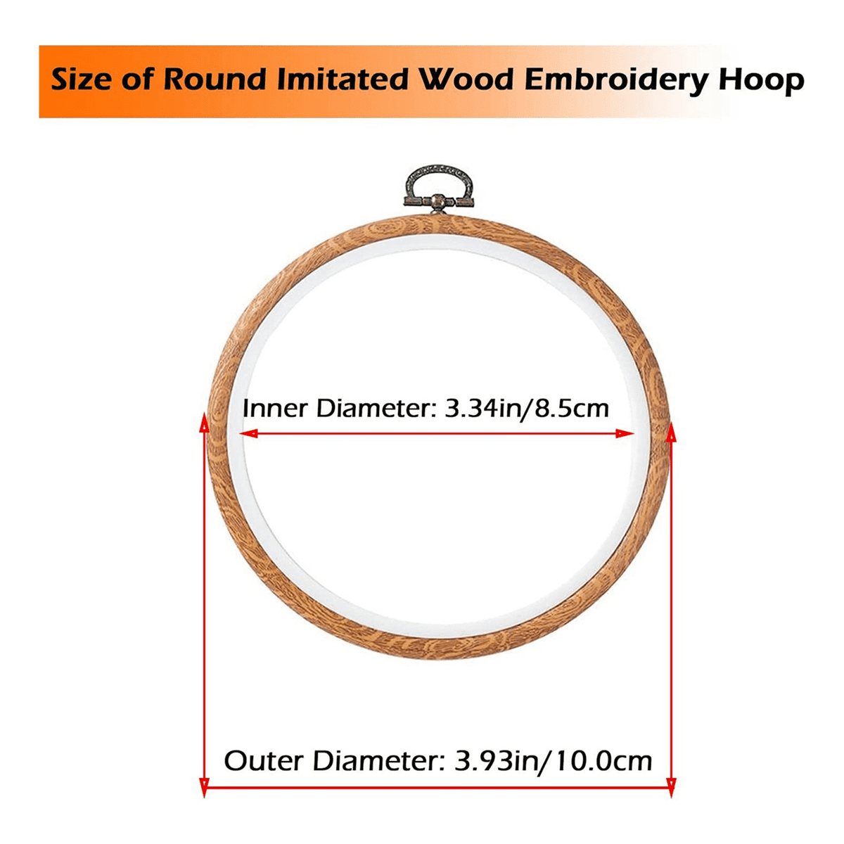 12Pcs Embroidery Hoops 3.93 Inch Round Embroidery Frame with Metal Ring Imitated Wood Embroidery Circle Embroidery Hoop