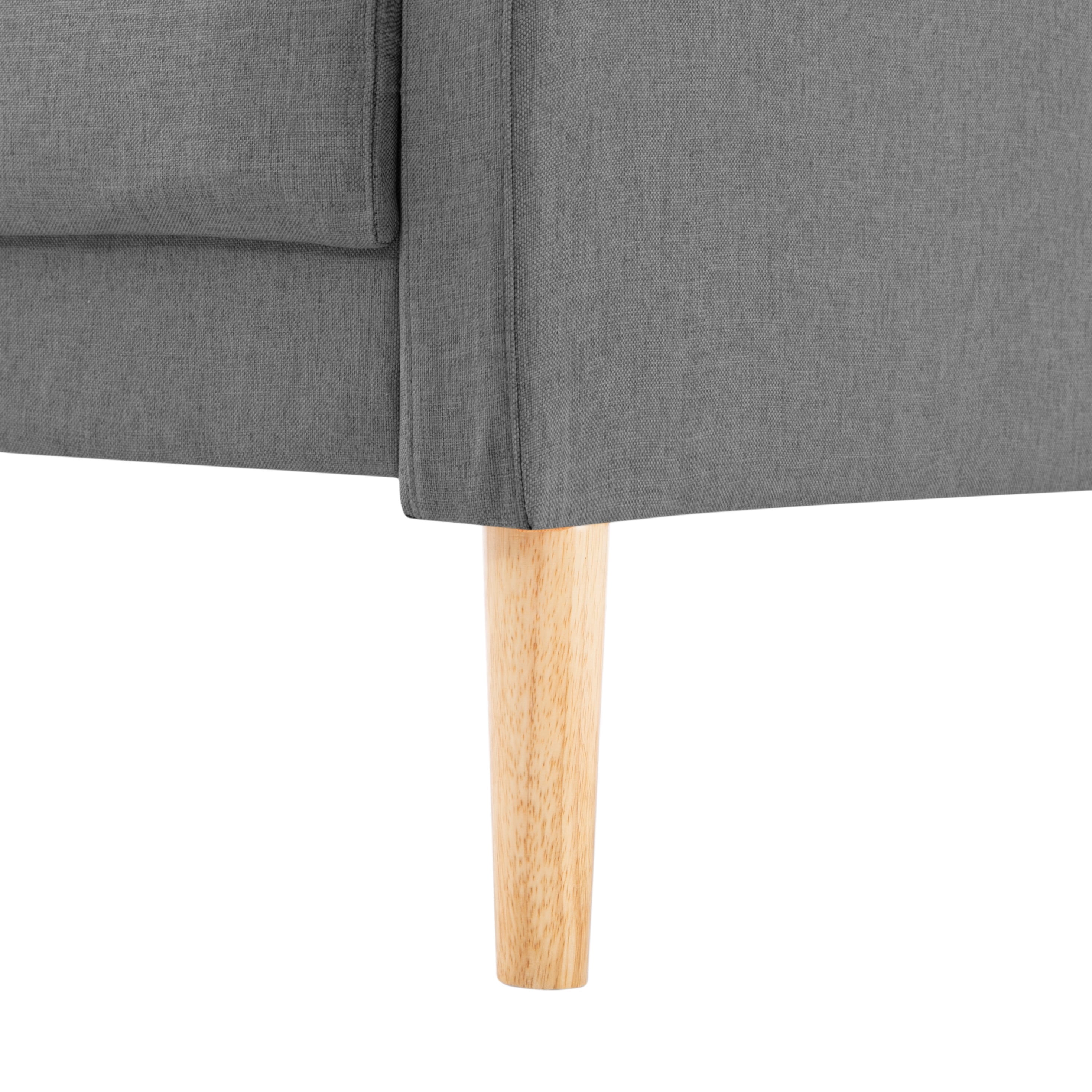 BSHTI Mid-Century Wood Accent Chair with Backrest and Armrest, Modern Upholstered Chair in Linen Fabric, Upholstered Dining Chair with Solid Wood Legs for Reading Nook, Apartment