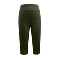 thumbnail image 3 of TrendOFT Womens Yoga Capri Pants High Waist Lifting Capri Leggings with Pockets Wide Leg Crop Exercise Workout Pants Green L, 3 of 3