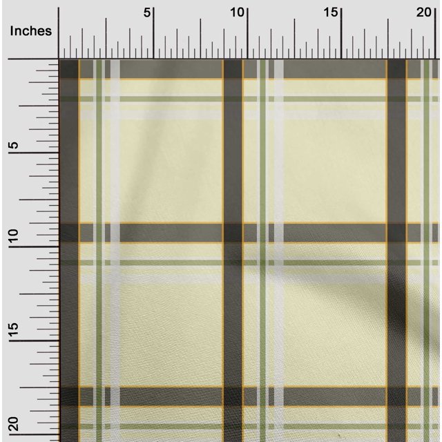 oneOone Cotton Silk Light Yellow Fabric Madras Check Sewing Material Print Fabric By The Yard 42 Inch Wide