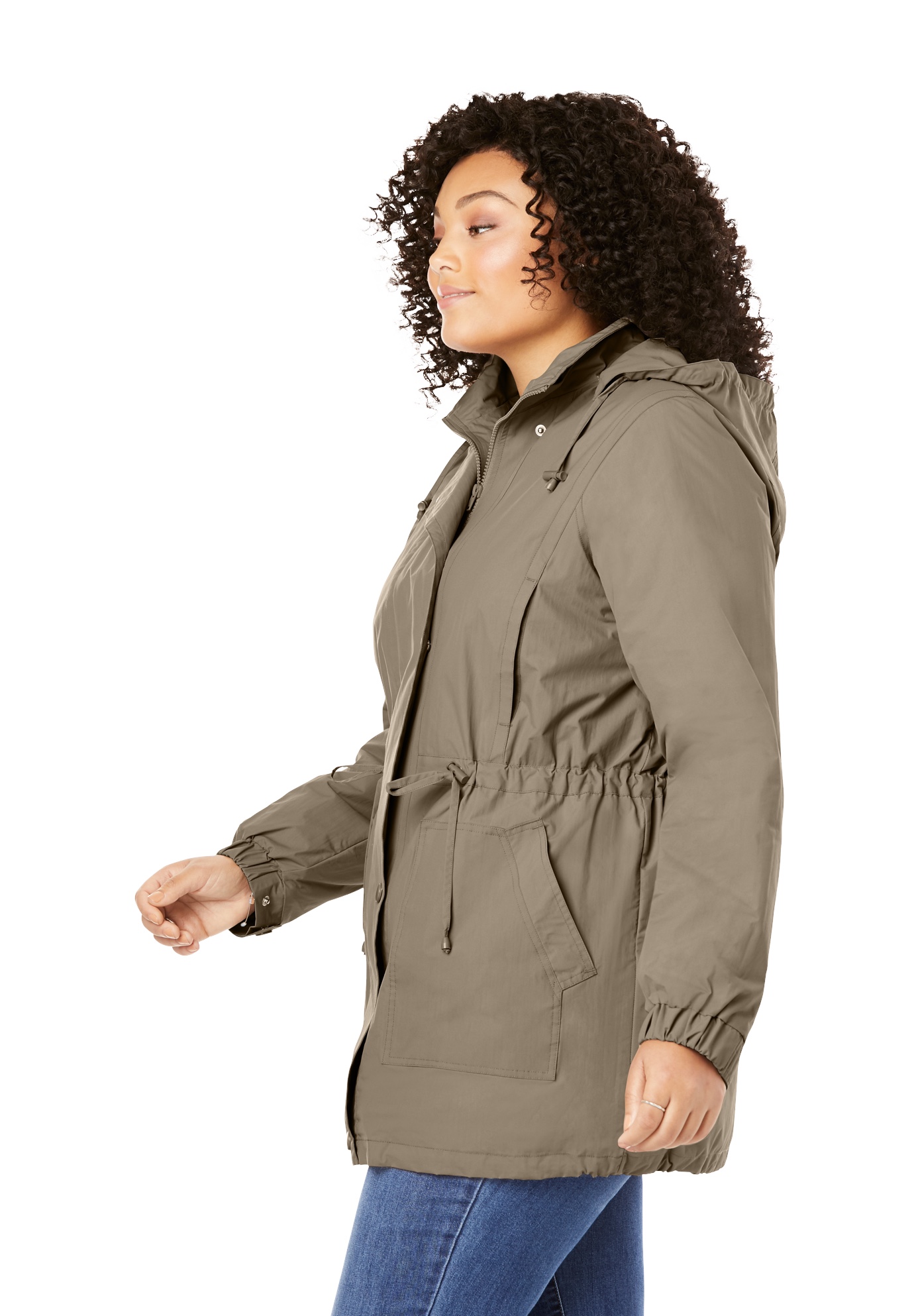 Woman Within Women's Plus Size Fleece-Lined Taslon Anorak Rain Jacket - image 4 of 6