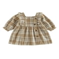 thumbnail image 1 of Infant Plaid Dress Square Neck Long Sleeve Buttons A-line Dress, 1 of 9