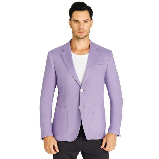 1PA1 Men's Linen Blend Suit Jacket Two Button Business Wedding Slim Fit