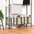 thumbnail image 3 of Yayeee Foldable Storage Basket for Shelves with Handles Set of 2 Waterproof Cloth Bins, Beige Abstract Dots, 3 of 7
