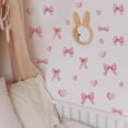 thumbnail image 5 of 64Pcs Cute Pink Bow Wall Stickers - Removable Bow Heart Wall Decals, Coquette Room Decor for Girls Bedroom Nursery, 5 of 7