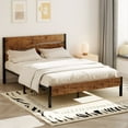 thumbnail image 3 of VECELO Queen Size Metal Bed Frame with Wooden Headboard and Footboard, Industrial Queen Platform Bed No Box Spring Needed, Metal Bedframe Easy to Assemble Noise Free Mattress Foundation, Rustic Brown, 3 of 13