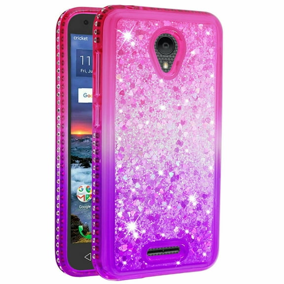 SOATUTO For Alcatel Verso Case Phone Case, Bling Liquid Luxury Glitter Soft Case for Girls Women for Alcatel idealXCITE / CameoX / Raven LT / U50 / 5044S / 5041C / Raven LTE A574BL - Pink Purple