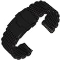 thumbnail image 3 of 22mm Shark Mesh Stainless Steel Watch Band Strap Folding Clasp Watchband (Long Pattern Black), 3 of 8