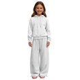 thumbnail image 3 of GiLiling Girls Pullover Hoodie with Kangaroo Pocket and Wide Leg Pants Set, Kids 2 Piece Fall Winter Sweatsuit Outfits (White, 11-12 Years), 3 of 8