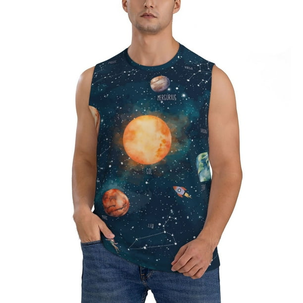 Balery Solar System And Planets Camisetas sin mangas para hombre, absorbe la humedad y protege contra el mal olor.-X-Large