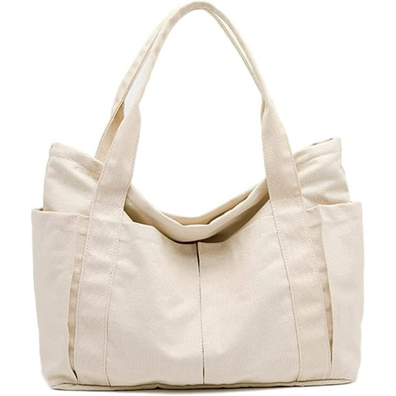 PIKADINGNIS Women Canvas Tote Bag Hobo Casual Shoulder Purse Large Capacity Messenger Handbags
