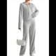 thumbnail image 2 of Conjuntos de Salón para Mujer, Pijamas de 2 Piezas A Juego, Moda de Otoño, Conjuntos de Punto Acanalado, Chándales Casuales de Larga Gris M, 2 of 10