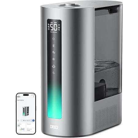Dreo 6L Smart Humidifier for Bedroom Large Room  Warm & Cool Mist Humidifier  Top Fill  Run Time 60 Hours  High Precision Humidity Sensor and Indicator Light  Nursery  Plants  Works with Alexa  HM713S