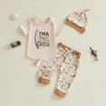 thumbnail image 2 of mgoYE Baby Boy Clothes 6-9 Months Newborn Baby Boy Summer Clothes Fishing Buddy Short Sleeve Romper Pants Hat Set(Khaki,0-3 Months), 2 of 8
