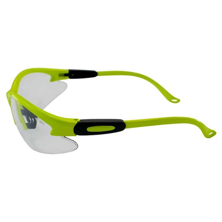 Moto Frames Cougar Neon Green Frame Safety Glasses Clear Moto Frames Cougar Neon Green Frame Safety Glasses Clear