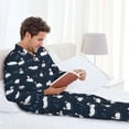 thumbnail image 6 of Salouo Cartoon Swan Print Button-Front Long Sleeve Pajama Set for Men, Soft 2Pjs Men's Long Sleeve Sleepwear-XX-Large, 6 of 7