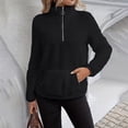 thumbnail image 5 of BUIGTTKLOP Fuzzy Fleece Sweatshirts for Women 1/4 Zip Pullover Tops Long Sleeve Shirts Thiken Winter Warm Pullovers with Pockets, 5 of 8
