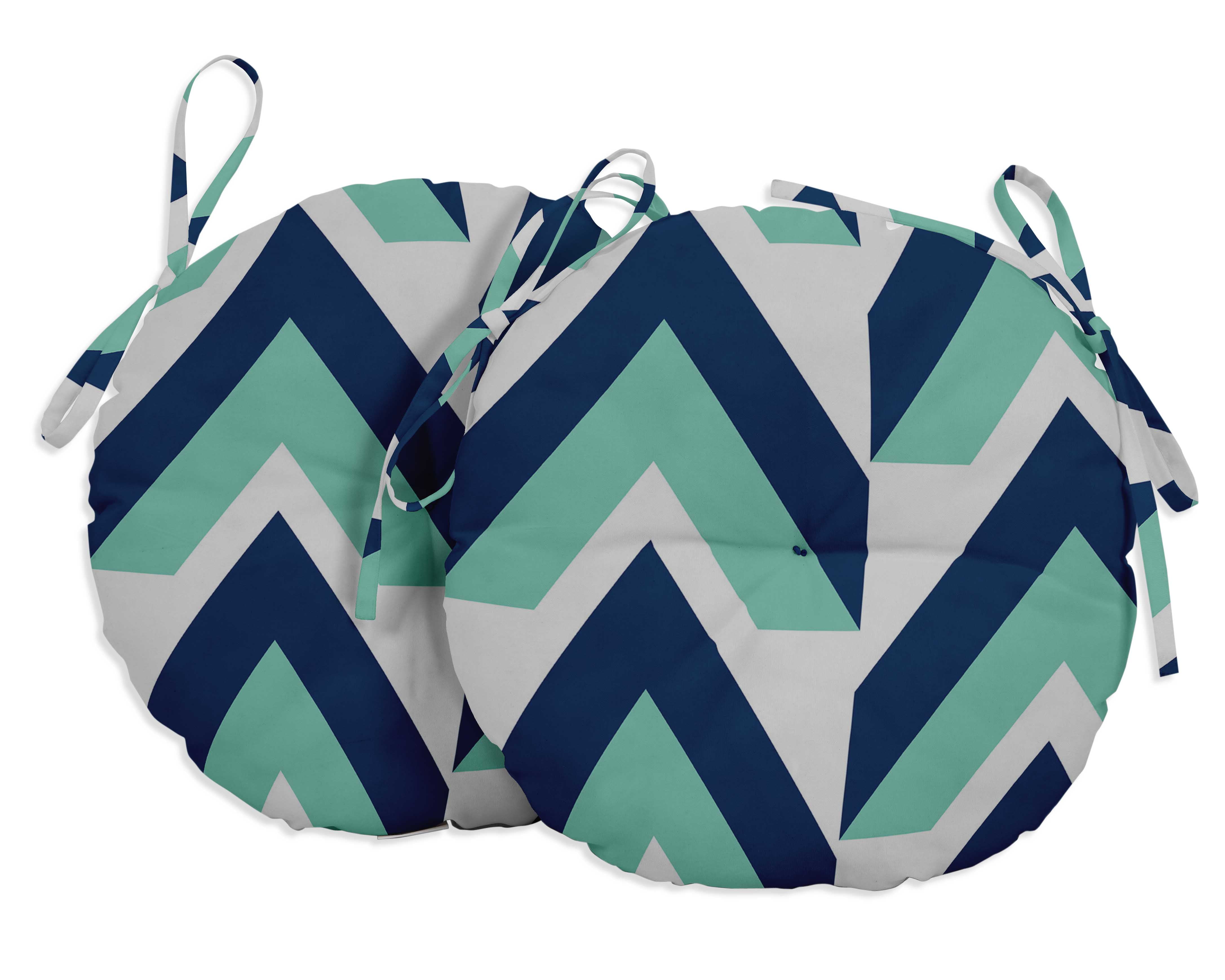 Vargottam Indoor/Outdoor Round Bistro Chair Cushions Block Print 15