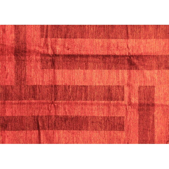 Ahgly Company Indoor Rectangle Abstract Orange Contemporary Area Rugs, 7' x 10'