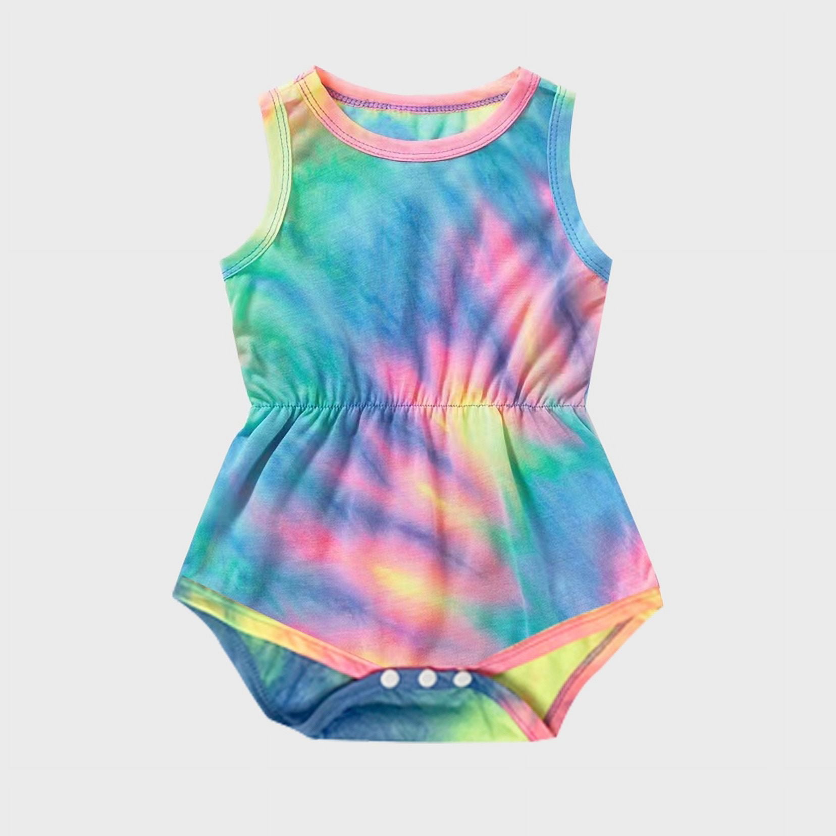 FYMNSI Toddler Girl Clothes Summer Sleeveless Jumpsuit Mommy and Me Tie Dye Romper for Girls 12-18 Months
